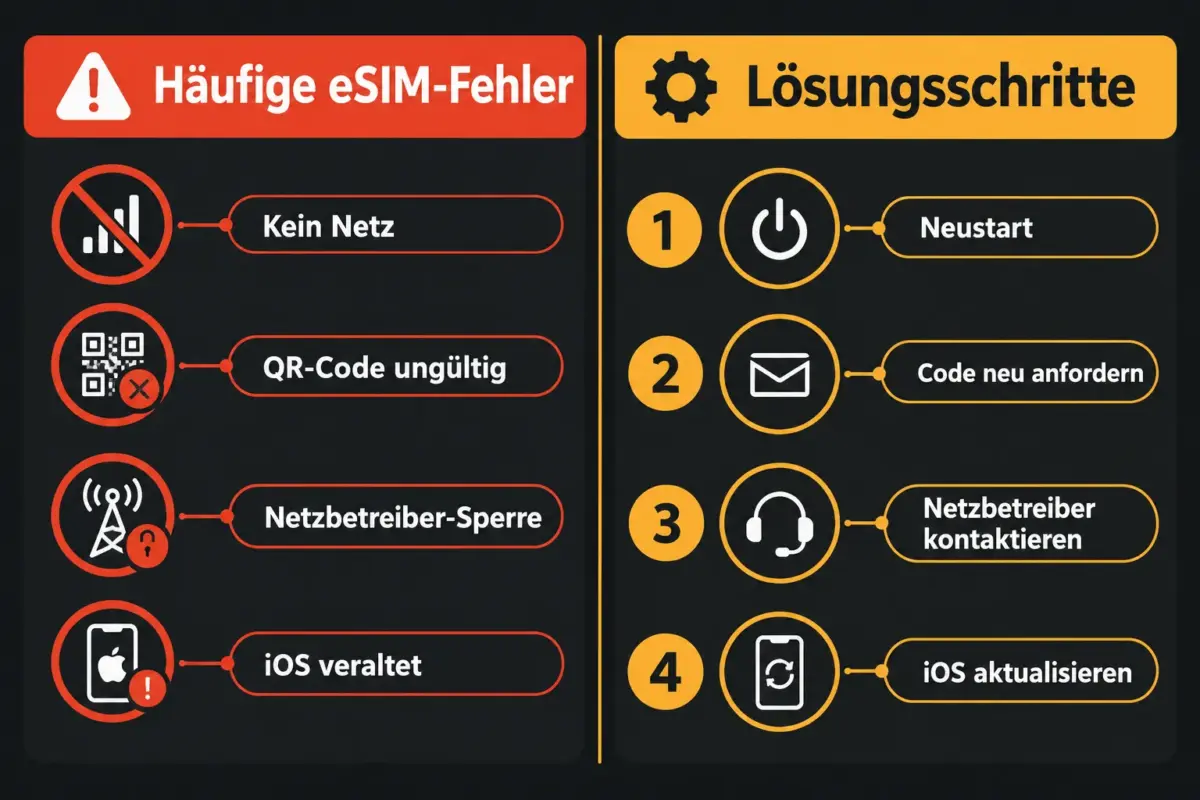 iPhone eSIM auf ein neues iPhone übertragen: Aktivierung, QR-Codes und häufige Fehler 2 Meine eSIM aktiviert sich nicht auf dem neuen iPhone, was tun?