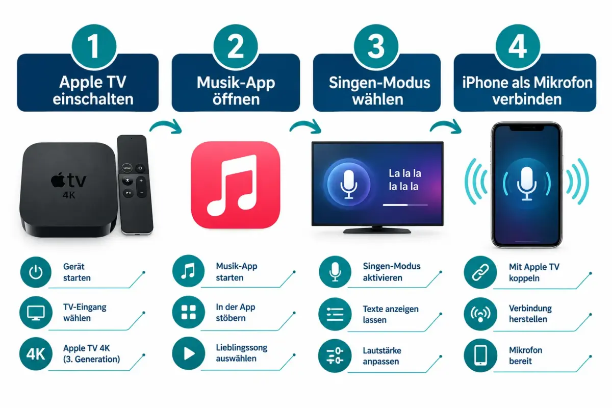 Erste Schritte mit Apple Music Sing auf dem Apple TV 4K (3. Generation) 1 Schritt-für-Schritt: Erste Schritte mit Apple Music Sing auf dem Apple TV 4K (3. Generation)