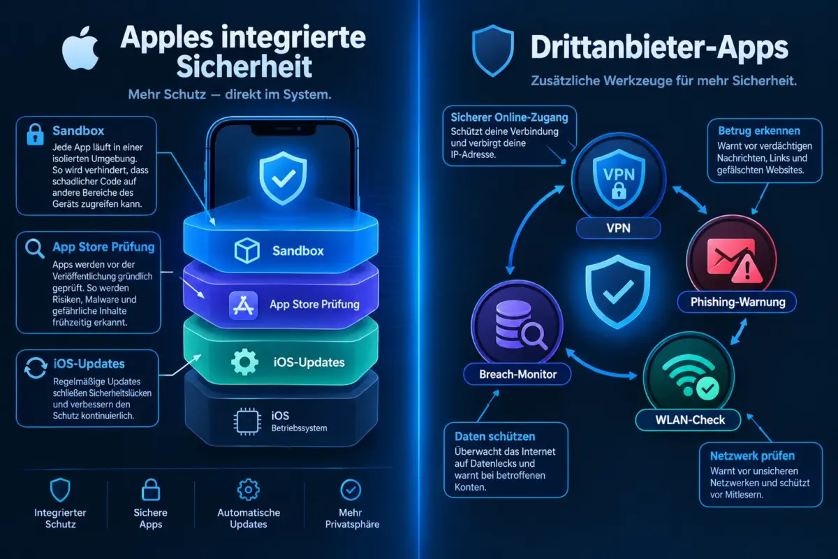 Beste iOS-Antivirus- und Sicherheits-Apps fürs iPhone: Was sie wirklich erkennen 2 Schützt Apples eigene Sicherheit ausreichend?