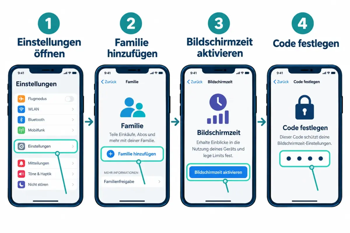 Screen Time auf dem iPhone eines Kindes einrichten