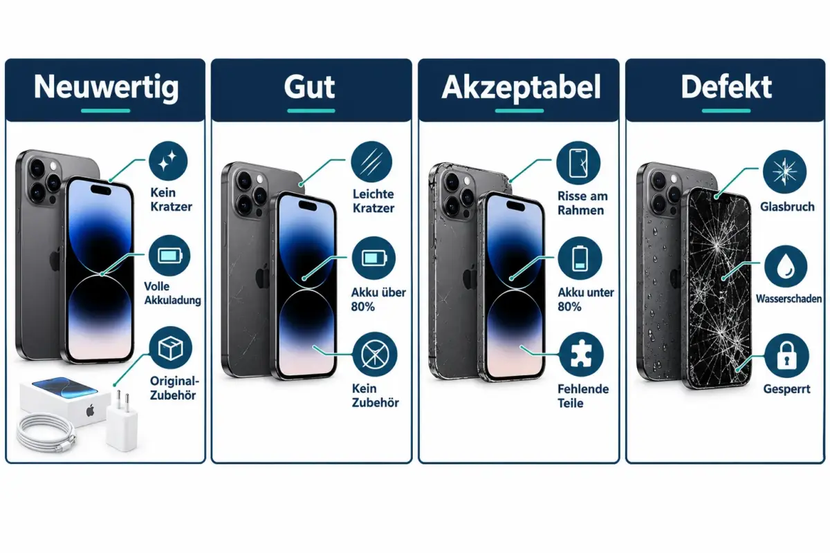 iPhone Trade-in-Wert berechnen: Wie Zustand, Speicher, Carrier-Lock und Reparaturen das Angebot beeinflussen 1 Was beeinflusst den Trade-In-Wert meines iPhones?