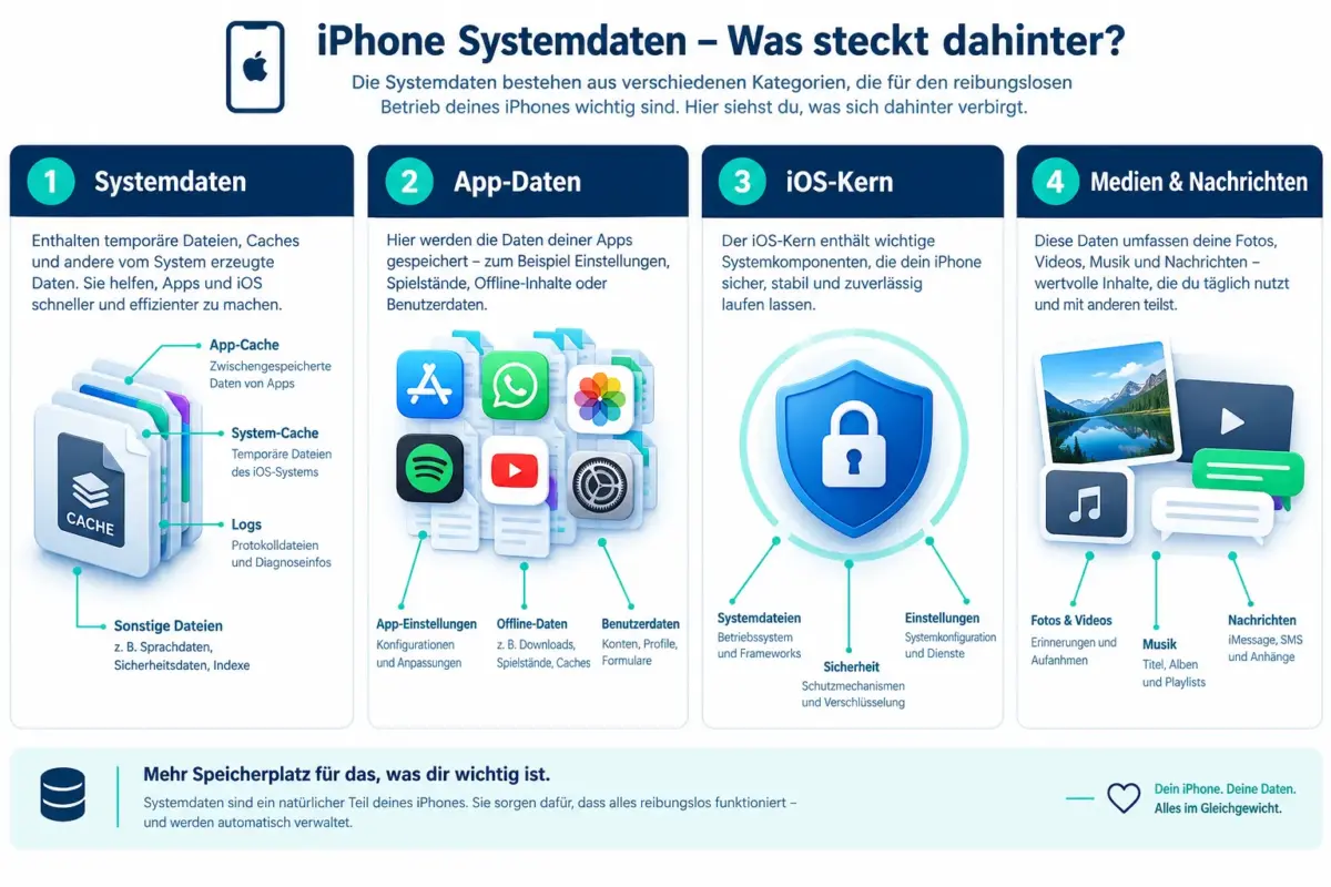 iPhone-Speicher verwalten: Was Systemdaten bedeuten und wie man sie sicher reduziert 1 Was genau sind Systemdaten auf dem iPhone?