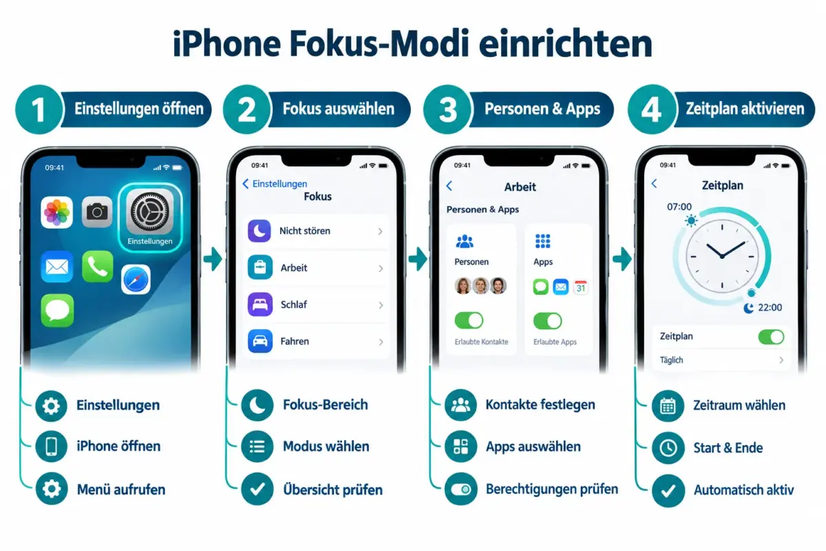 iPhone Focus-Modi richtig nutzen: Arbeit, Schlaf, Fahren und Reisen 1 Was ist der Focus-Modus auf dem iPhone und wie funktioniert er?