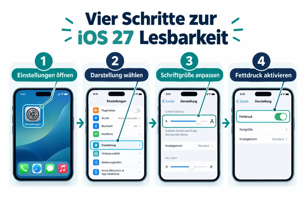 iOS 27 leichter lesbar machen: Liquid Glass Kontrast, Schriftgröße und Anzeigeeinstellungen 1 Was ist Liquid Glass Kontrast in iOS 27?