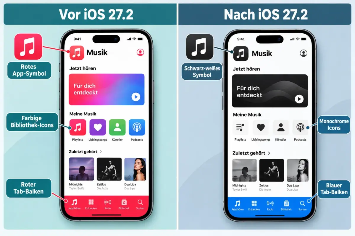 Apple Music Redesign in iOS 27.2: neue Optik, Warteschlange & Alltag 1 Was ist neu in Apple Music mit iOS 27.2?