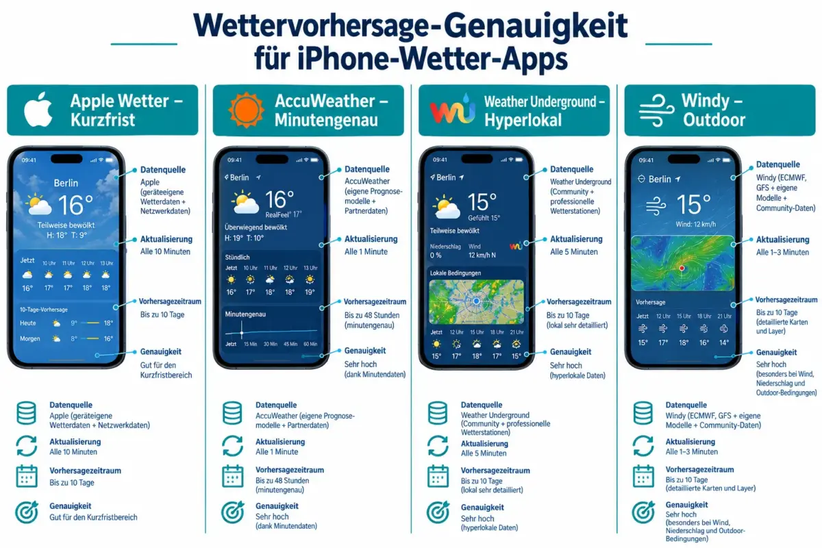 Beste iPhone-Wetter-Apps 2026: Genauigkeit, Radar und Datenschutz 1 Was macht eine Wetter-App genauer als eine andere?