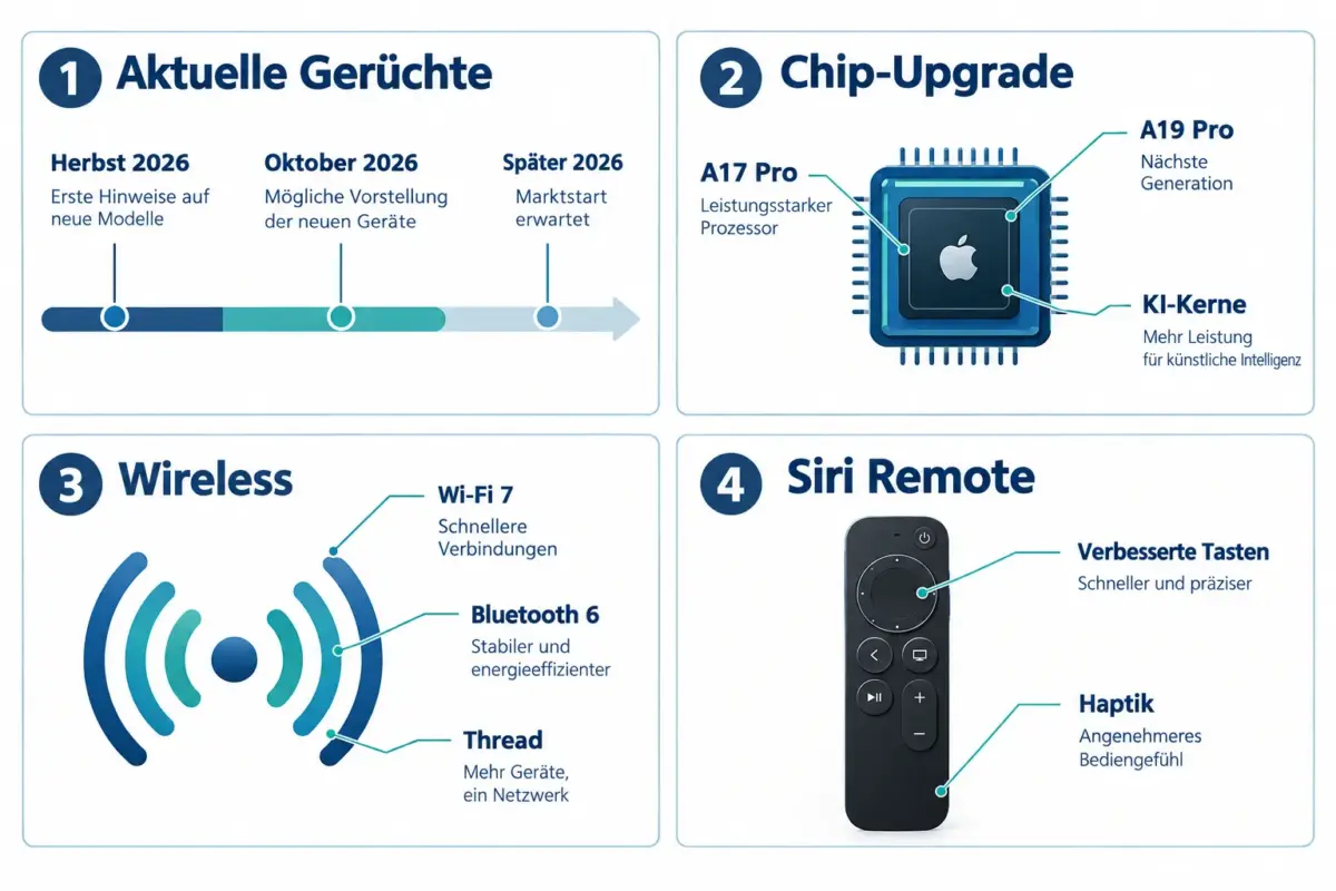 Apple TV 4K Oktober 2026: Was ein neues Modell für Apple Music, Audio und Streaming ändern könnte 1 Was sind die aktuellen Apple TV 4K 2026 Gerüchte?