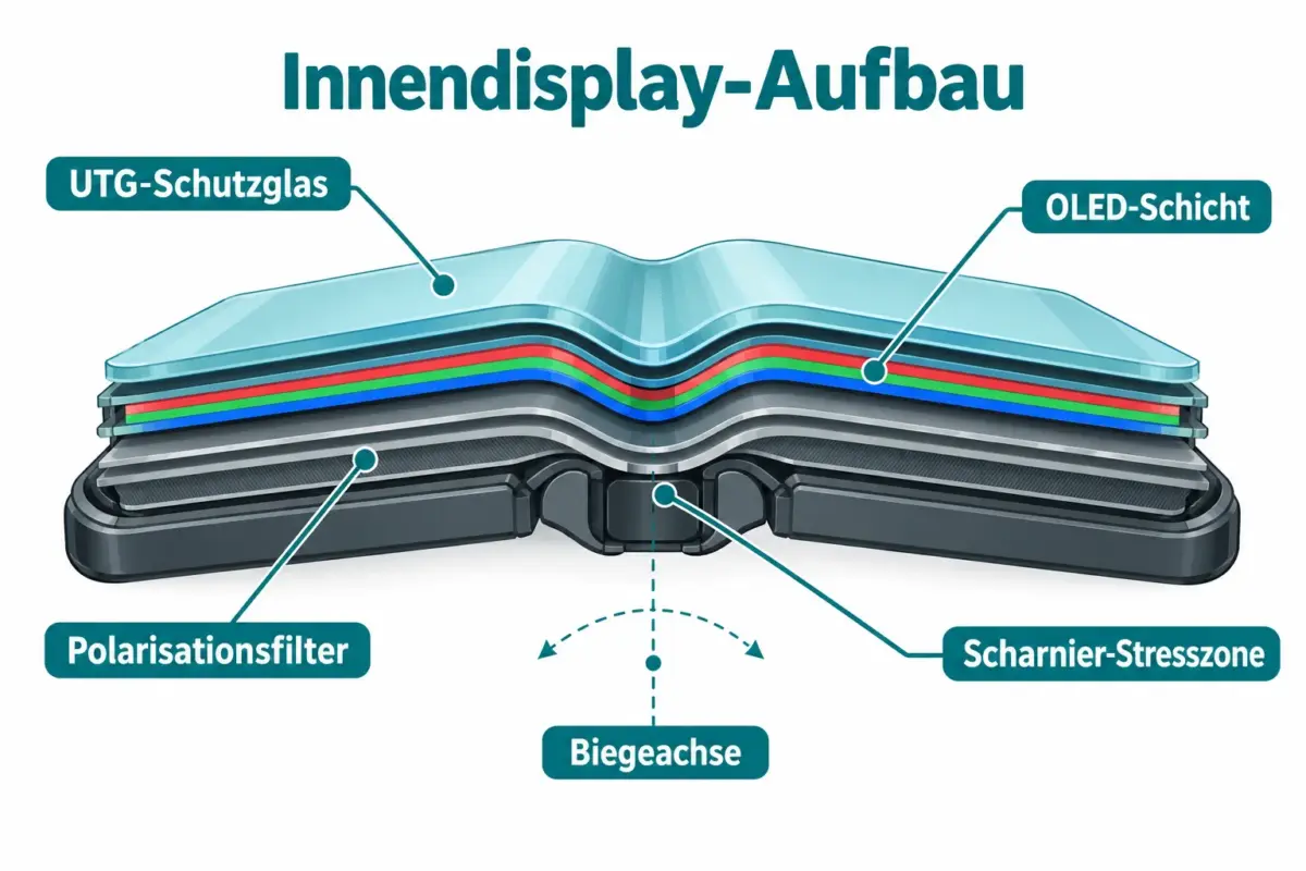 iPhone Duo: Innendisplay gerissen – erkennen, schützen und dokumentieren 1 Was verursacht Risse im Innendisplay faltbarer Smartphones?