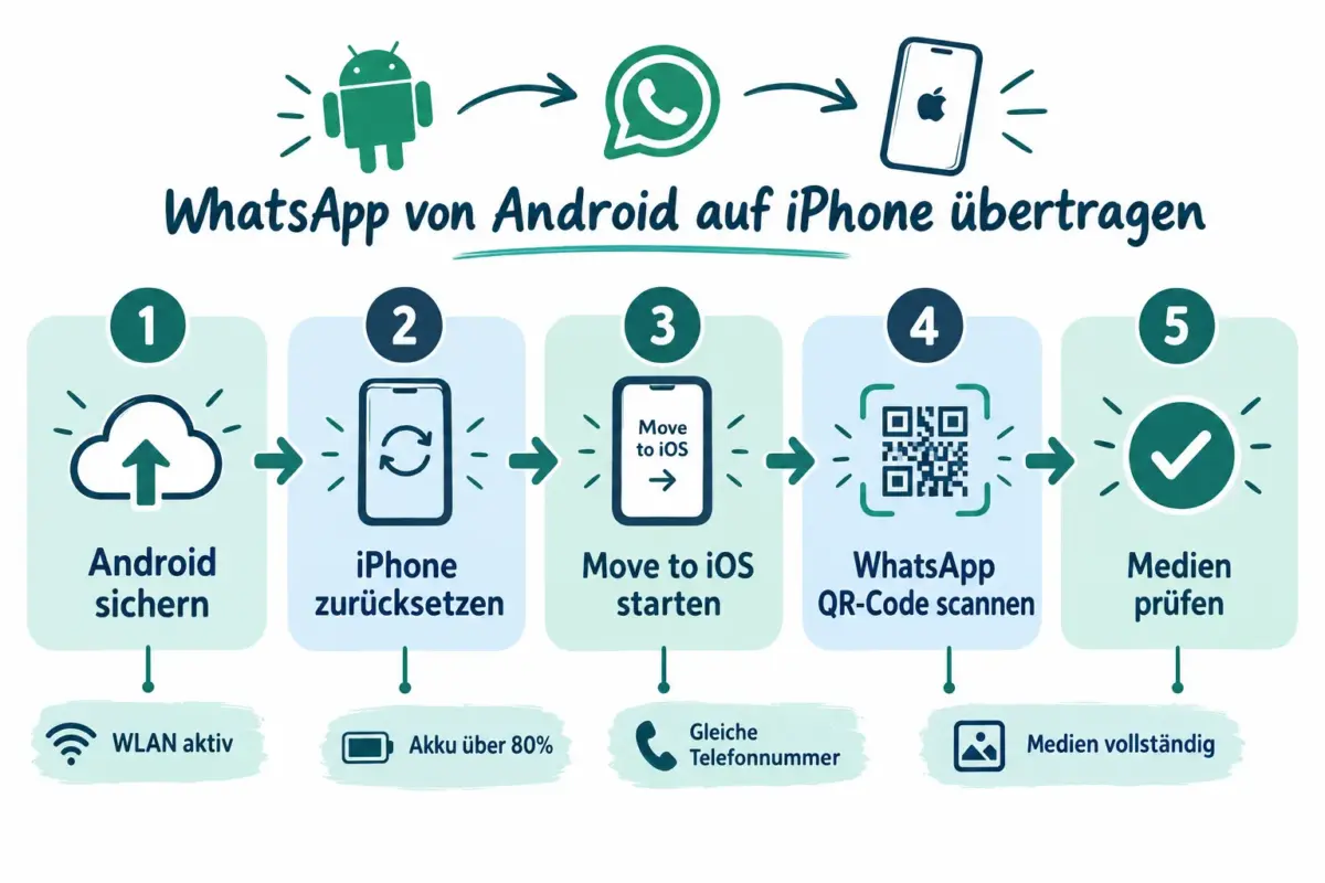 Wie funktioniert die offizielle WhatsApp-Übertragung von Android auf iPhone