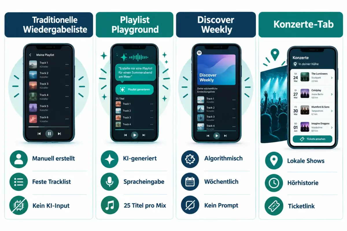 Wie iOS 26 mit Playlist Playground und Concerts die Musikentdeckung auf Apple Music verändert 1 Wie funktioniert Playlist Playground im Vergleich zu Spotify Discover Weekly?