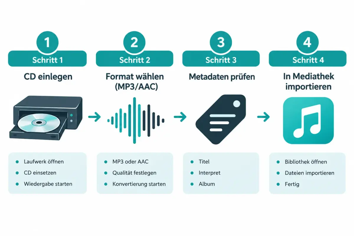 Lokale Musik zu Apple Music hinzufügen: MP3s, CDs und Dateien geräteübergreifend importieren 1 Wie importiere ich eine CD in Apple Music?