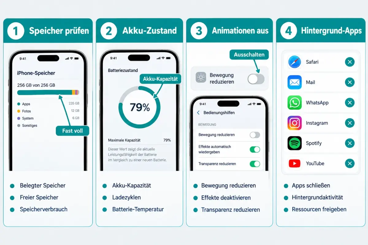 Langsames iPhone schneller machen: Was du ändern solltest, bevor du zurücksetzt oder ein neues Gerät kaufst 1 Wie kann ich ein langsames iPhone ohne Werksreset beschleunigen?