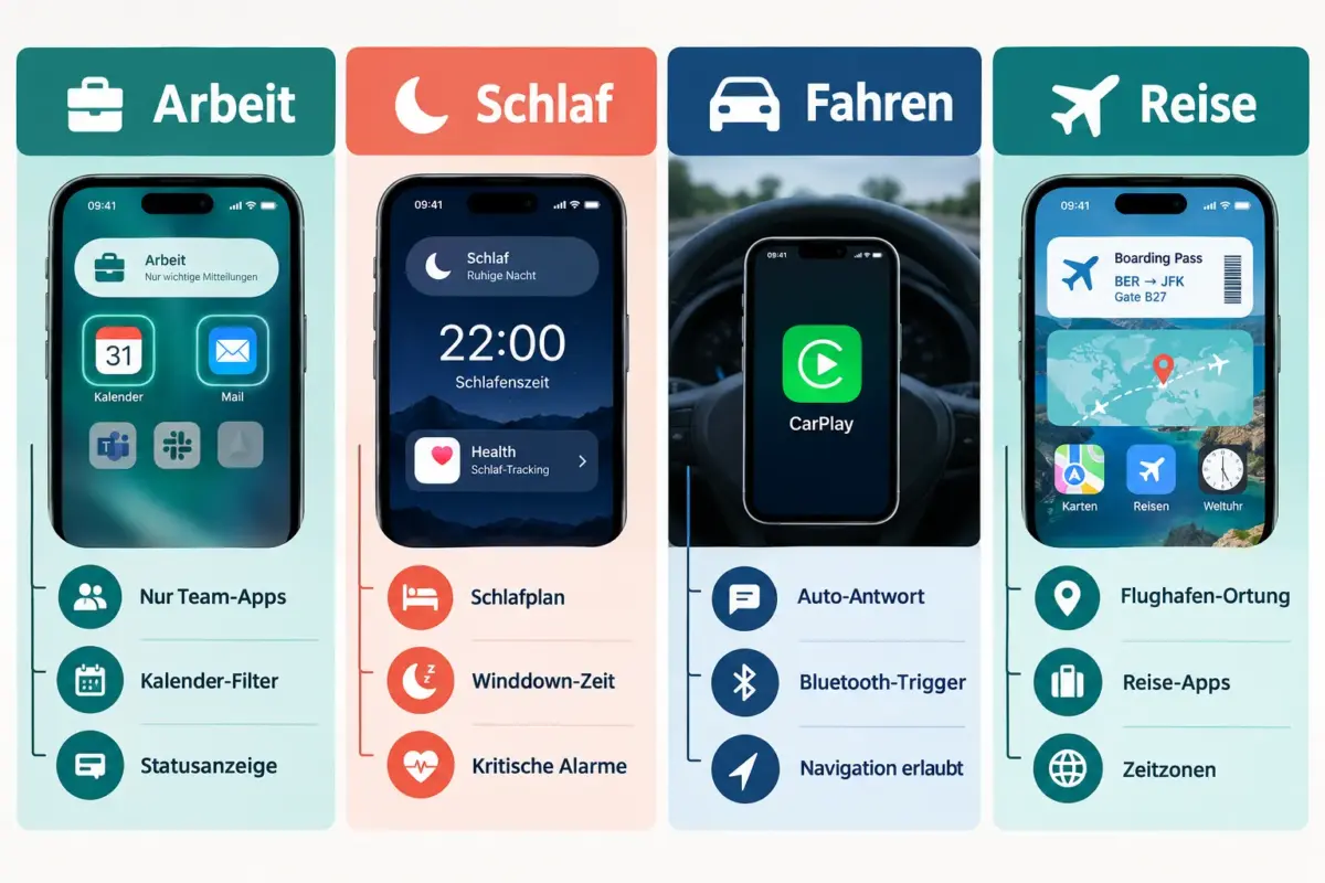 iPhone Focus-Modi richtig nutzen: Arbeit, Schlaf, Fahren und Reisen 2 Wie nutzt man den Fahren-Focus-Modus sicher?